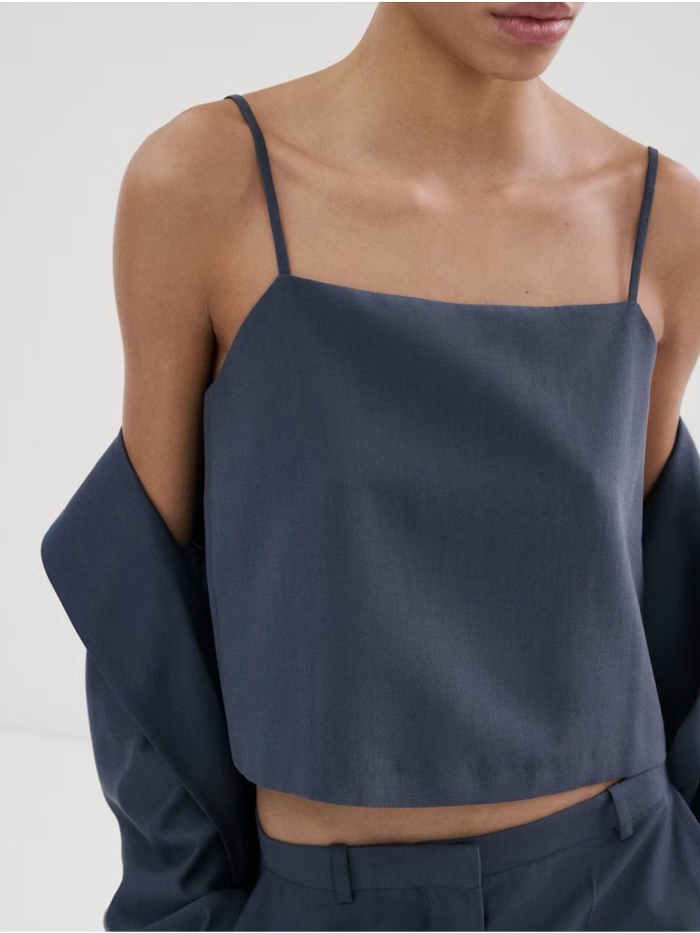 Mango Lyocell Suit Waistcoat Crop Top